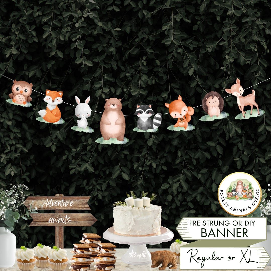 Rustic Greenery Woodland Animals Welcome Sign Baby Shower Birthday - E – Lollipop Party Supplies And Design Studio - Foto 3