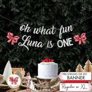 Oh, qué divertido cartel de cumpleaños personalizado con lazo, letrero de cumpleaños navideño, decoraciones de invierno de Onederland, decoración para fiesta de primer cumpleaños, bricolaje C24