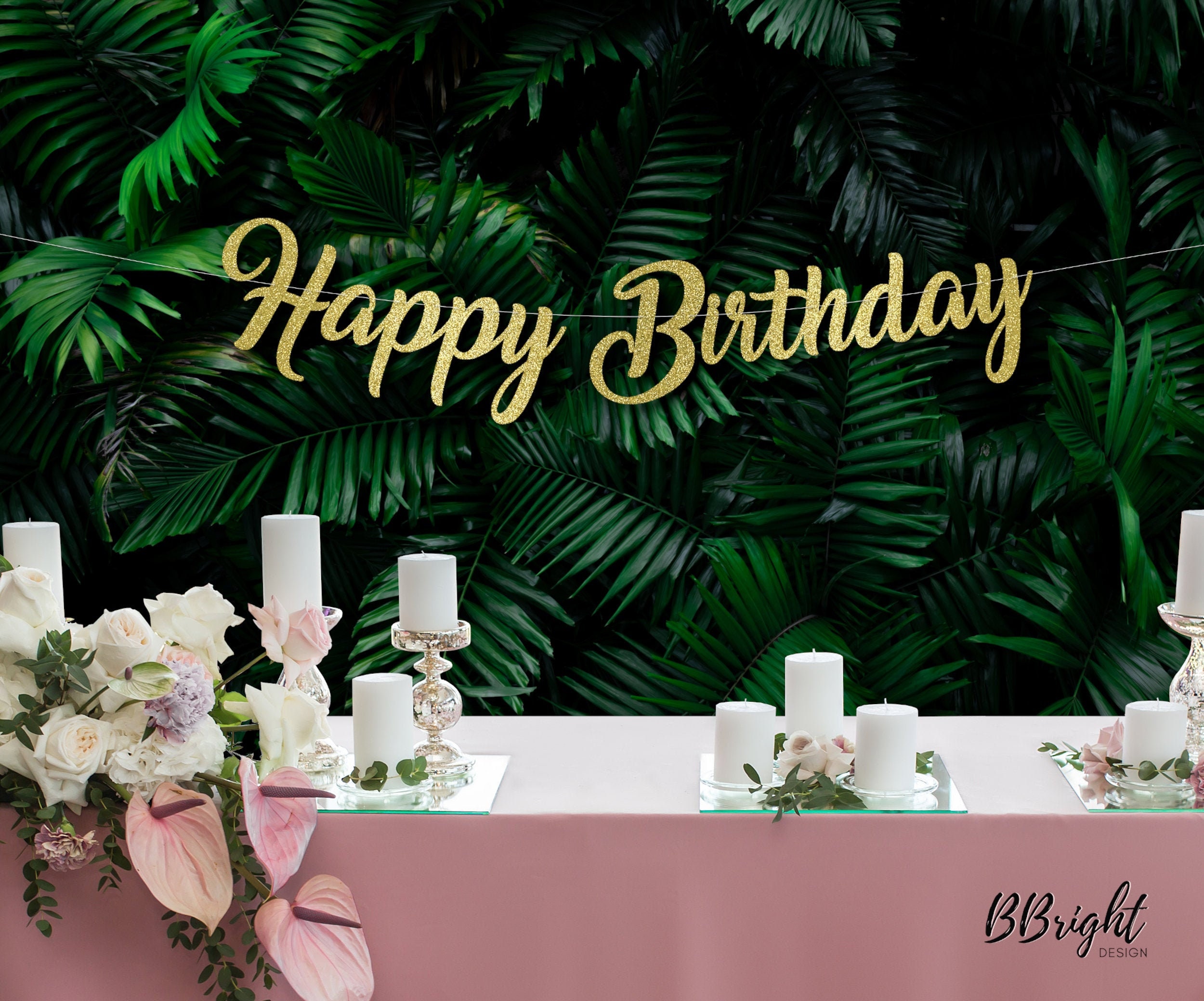 Happy Birthday Banner Wall Decor Wall Hanging Birthday Sign Etsy UK