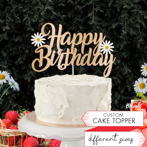 Topper per torta di compleanno con margherita Topper per torta di buon compleanno Topper con margherita Topper per torta personalizzato con fiori di campo Decorazioni per feste Decorazioni di compleanno con margherita B4