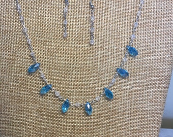 Ice Blue Crystal Necklace and Earrings Set!