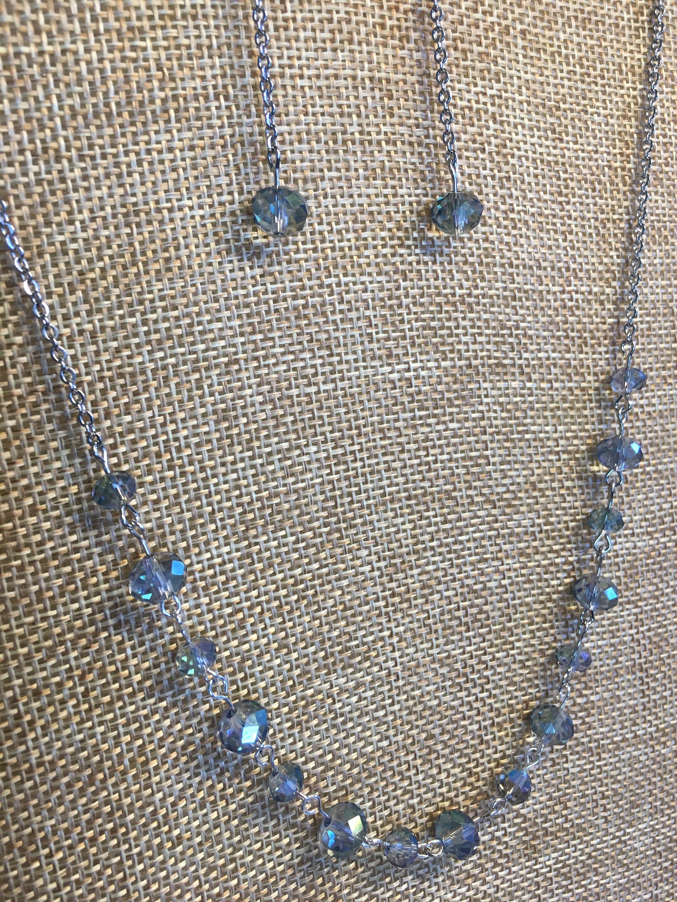 Grey Iridescent Crystals Necklace and Earrings Set - Etsy