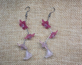 Ombre Pink Flowers Drop Earrings with Lucite and Crystals