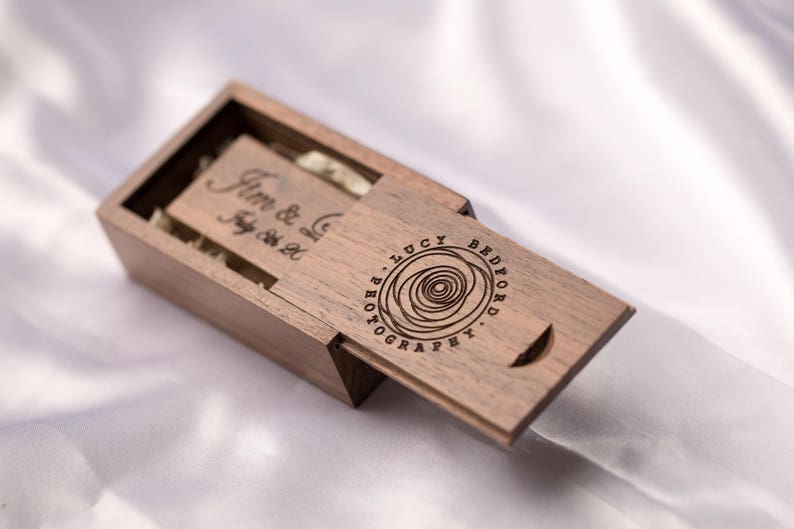 Personalised Gift Wooden USB Stick 16 to 128GBBox Laser engraved Wedding Photographer, Wedding Photography, Client's package,Unique Custom image 9