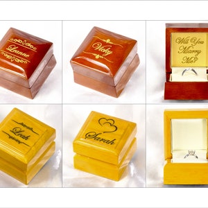 Personalised Luxury Wooden Wedding Ring Box Custom Engagement Real Wood Gift image 1