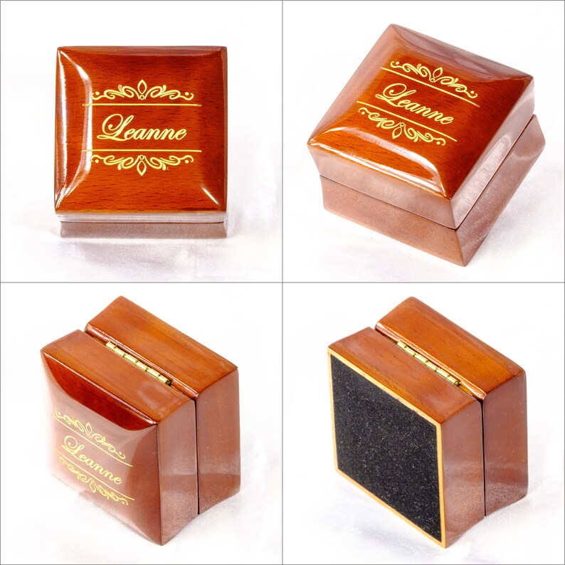 Personalised Luxury Wooden Wedding Ring Box Custom Engagement Real Wood Gift image 7