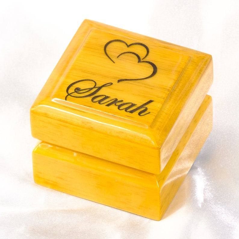 Personalised Luxury Wooden Wedding Ring Box Custom Engagement Real Wood Gift image 3