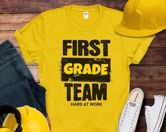 Teacher Team Shirt Kindergarten Through Sixth Grade Construction Fall Back To School Tshirt Outfit Teacher Crewneck First Day of School Tee