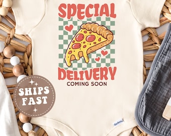 Special Delivery Baby Onesie® Cute Baby Announcement Pizza Baby Outfit Cute Baby Gift for Baby Shower Gift Pregnancy Surprise Family Reveal