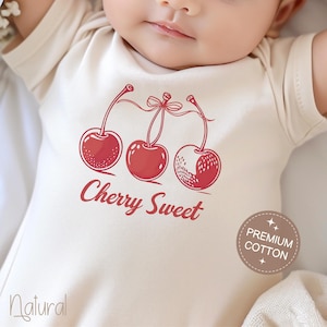 Cherry Onesie® Fruit Cherry Baby Shower Gift Retro Cherry Baby Clothes Cute Cherry Pun Baby Onesie® Bow Coquette Newborn Cherry Baby Shirt