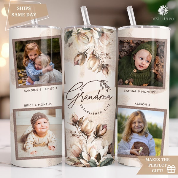 Vaso personalizado con foto de la abuela para el Día de la Madre, vaso personalizado para la abuela con fotos, taza de viaje para la abuela, regalo personalizado para la abuela