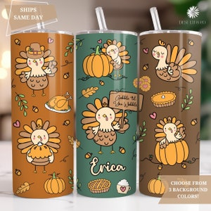 Personalized Turkey Tumbler Cup Thanksgiving Tumbler Fall Season Gift Cute Thanksgiving Turkey Tumbler Thanksgiving Cup With Name For Her