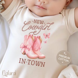New Cowgirl In Town Onesie® Cowgirl Baby Onesie® Brand Bodysuit Cowgirl Coming Home Outfit Cow Girl Western Baby Shower Cowgirl Baby Shirt