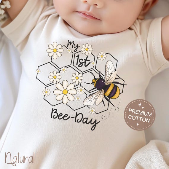 First Beeday 1st Birthday Onesie® 1st Bee-Day Girl 1st Birthday Baby Bee Baby Shower Gift Bee Birthday Baby Bodysuit Daisy Bee Baby Gift