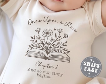 Once Upon a Time Baby Shower Gift: Baby Announcement Book Lover Storybook ONESIE® Literary Newborn Natural Baby Bodysuit