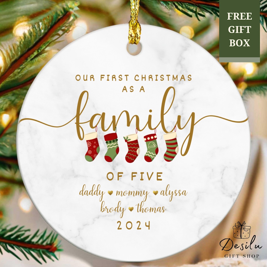 Family of Five Ornament Personalized Our First Christmas as A Family of ...