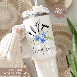 Hairstylist Gift Personalized 40oz Hair Stylist Tumbler Cup Hair Stylist Graduation Gift Hair Dresser Thank You Hairdresser Tumbler Floral