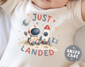 Just Landed Baby ONESIE®: Space Baby Outfit Newborn Astronaut Baby Bodysuit Space Theme Baby Clothes