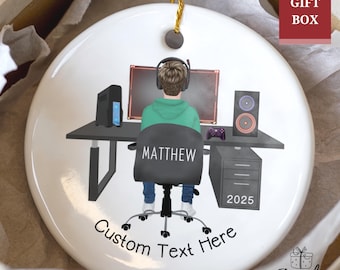 Personalized Gamer Ornament for Boys, Custom Christmas Gaming Ornament, Christmas Ornament for Gamer, Personalized Gamer Gift for Her