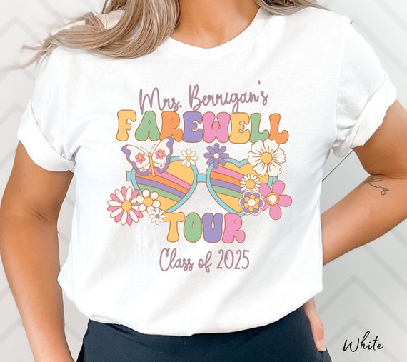 Teacher Retirement TShirt Custom Farewell Tour Class of 2025 Retirement T shirt Retro Teacher Retirement Gift Personalized Teacher Tee