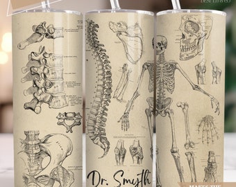 Human Skeleton Anatomy Tumbler Cup for Rad Tech Gift, Orthopedic Tumbler Gift for Men, Ortho Nurse Gift, Bone Doctor Gift for Chiropractor