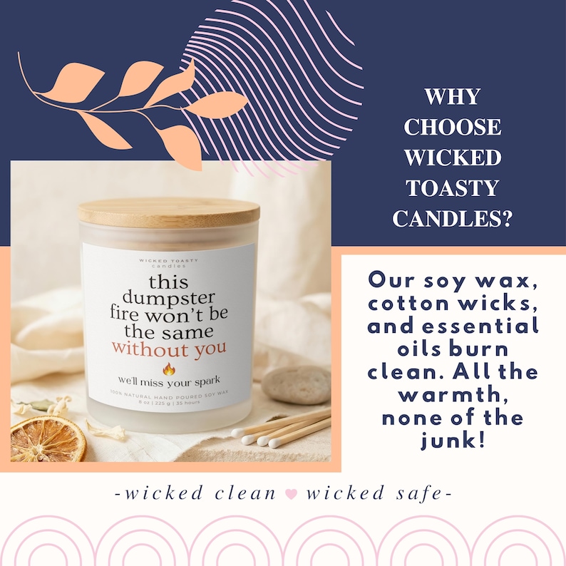 Funny Coworker Leaving Gift: Dumpster Fire Candle Goodbye Gift for Coworker Office Farewell Gift Work Bestie Gift Funny Retirement Candle zdjęcie 7