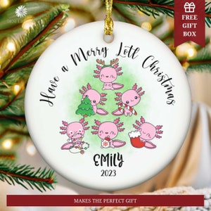 Cute Axolotl Christmas Ornament, Personalized Salamander Ornament for Axolotl Lover, Axolotl Gift Girl, Boy Christmas Tree Ornament for Teen