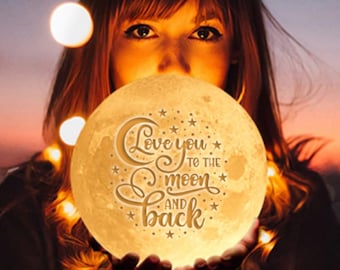 Love You To The Moon And Back Lampada lunare stampata in 3D Touch Control 2 colori/telecomando 16 colori La luce lunare può essere personalizzata con foto