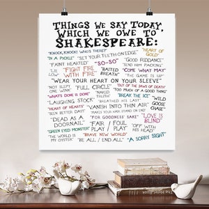 BEST SELLER Things We Say Today Which We Owe To Shakespeare High Quality Gloss Poster - 10x10 - 12x12 - 14x14 - 16x16 - Humorous Saying
