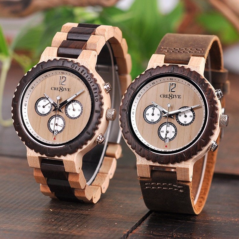 father son wooden watch