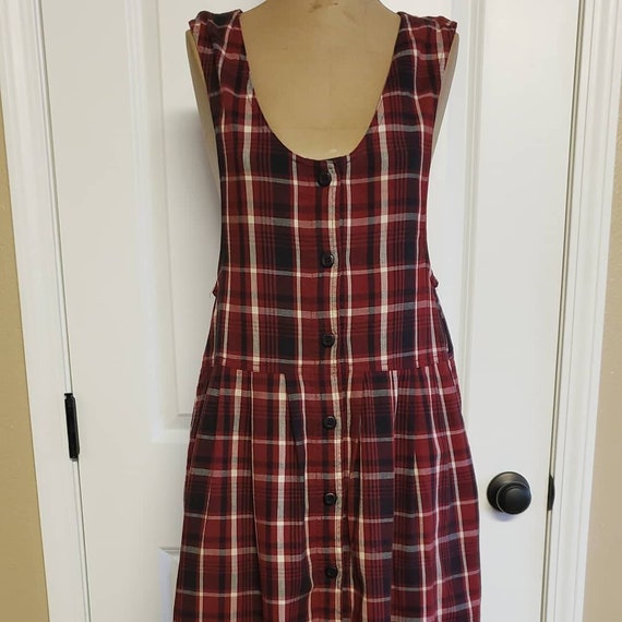 Vintage 1980's Flannel Pinafore Dress. - image 3