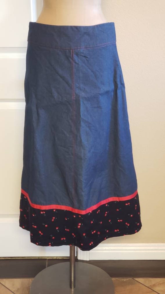 70's Denim Hippie Boho Maxi Skirt. - image 2