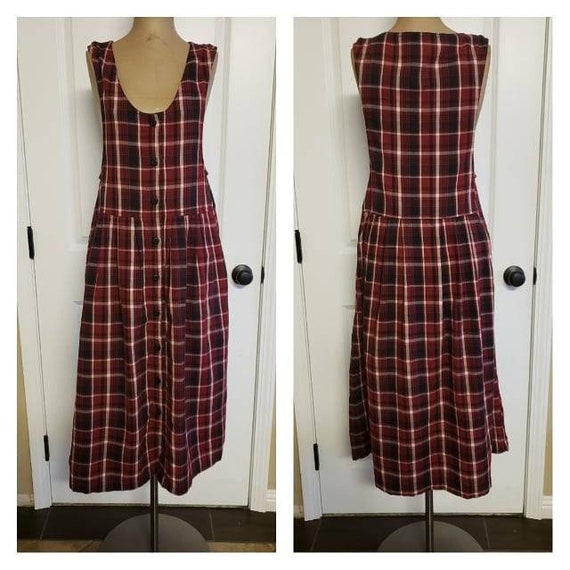 Vintage 1980's Flannel Pinafore Dress. - image 1