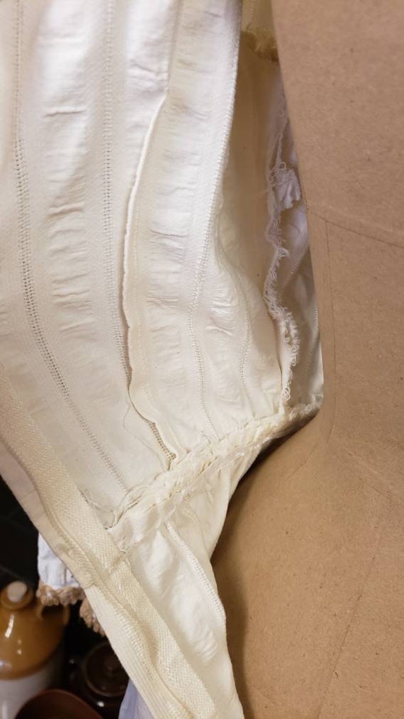 1970's Ivory Cotton Gauze Jute Trim Maxi Dress - image 6