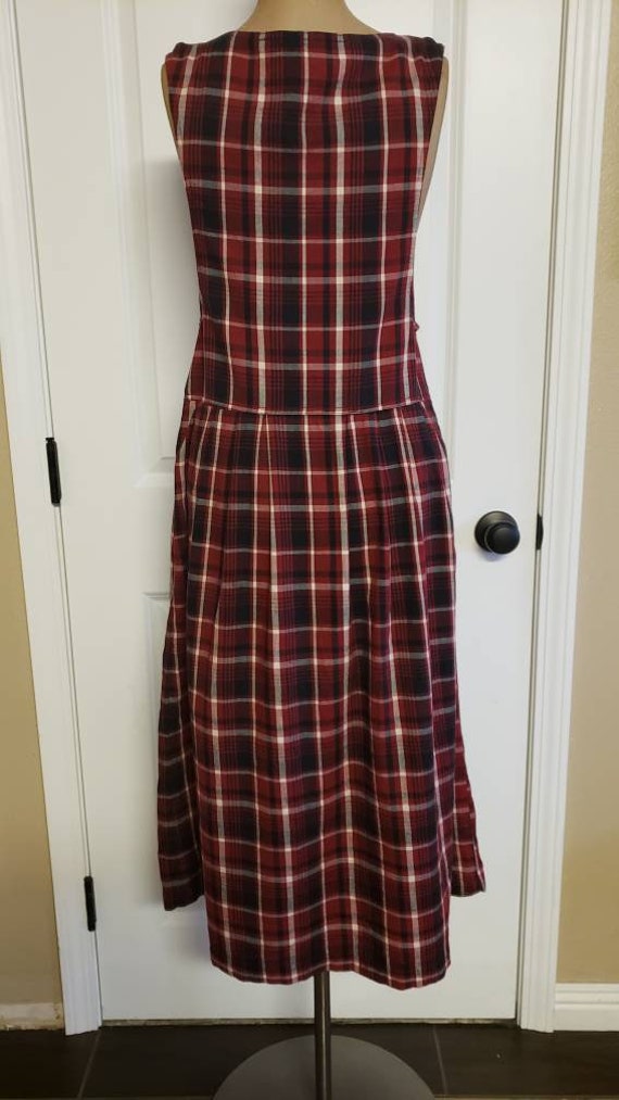Vintage 1980's Flannel Pinafore Dress. - image 4