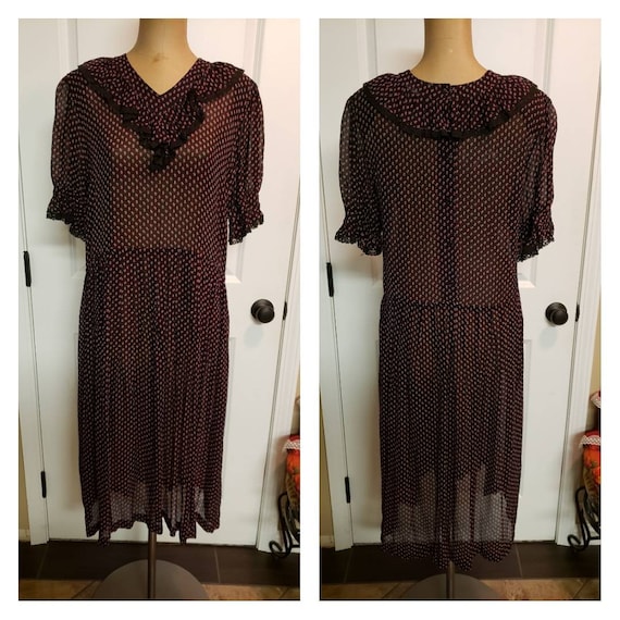 Vintage Dainty Tulip very Sheer Prairie Dress 80'… - image 1