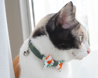 Volwassen kattenhalsband, mini vlinderdas, personaliseer kattenhalsband afgescheiden, naamplaatje ID aangepaste halsband met bel, milieuvriendelijke halsband, schattige kat