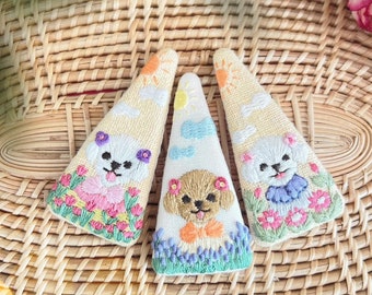 Pre Order : Gift for Dog lovers. Hand Embroideried Hair clips