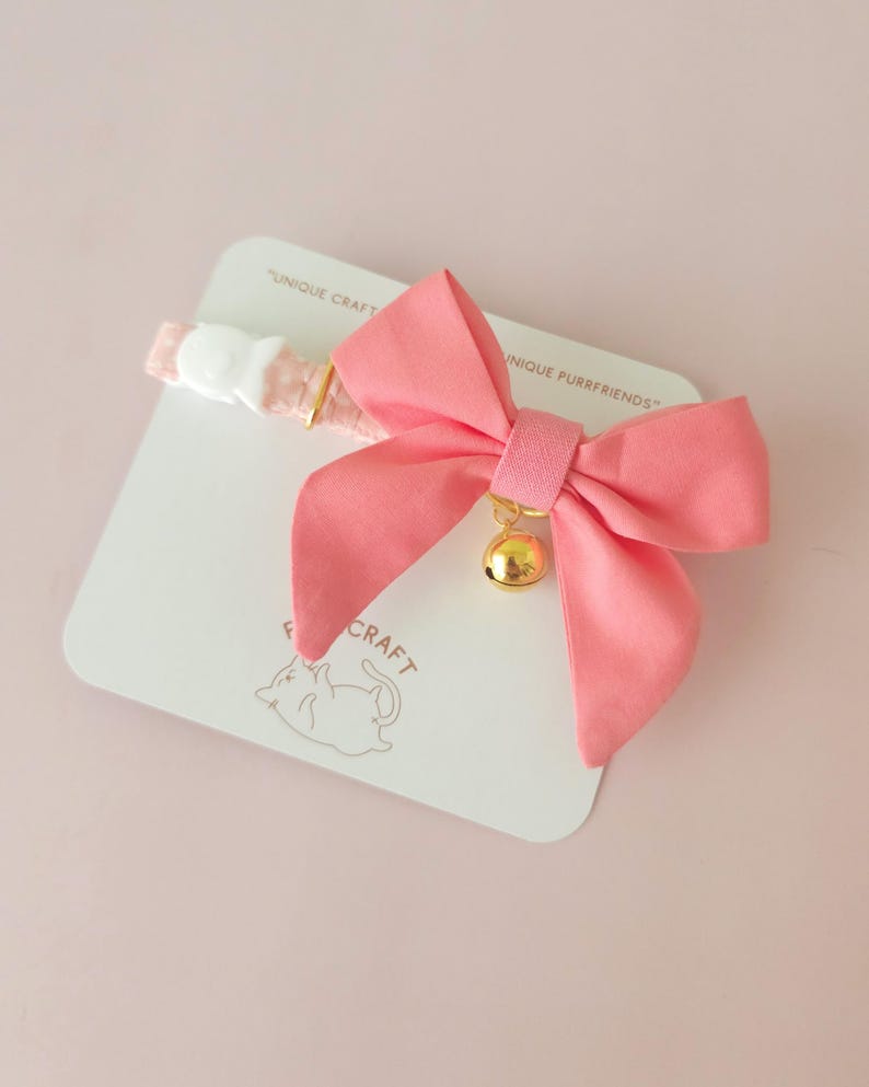Baby Pink Sailor Bowtie Cat Collar: Removable Bowtie, Breakaway Clasp image 4