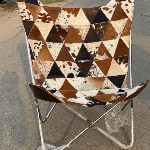 COWHIDE Butterfly Chair design stoel meubelstuk prachtig roestvrij frame met handgemaakte mooie hoes