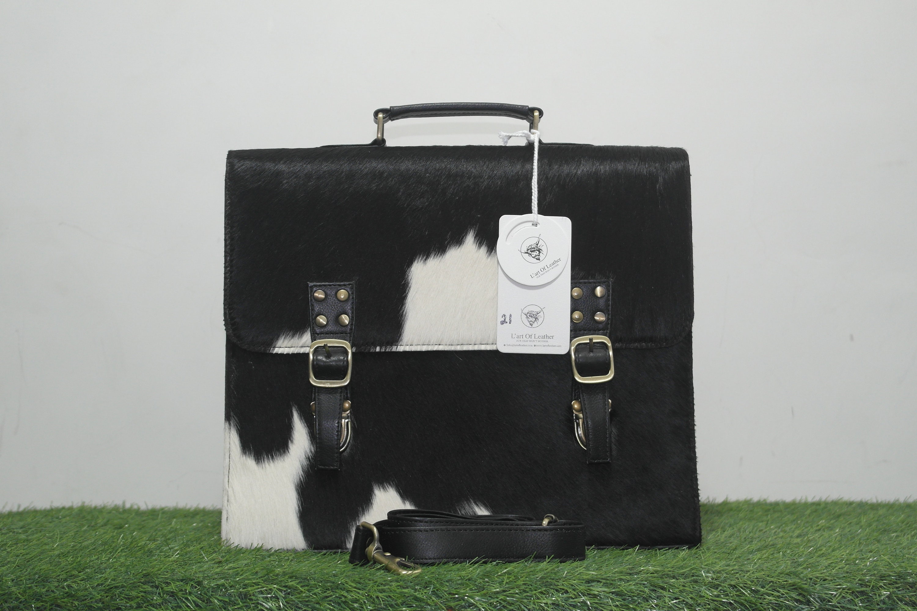 Hair on Hide Leather Laptop Bag Handcrafted and Durable Cowhide Leather Cow Skin Bag for Laptop Etsy Ireland
