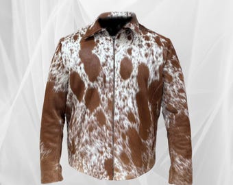Hair On Hide Leather Handmade Jacket - Handcrafted for Durability and Style Cowhide Hair On Western Cowboy Style Jackets