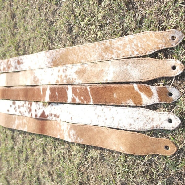 Western-inspired Cowhide Guitar Strap - Add a Touch of Rustic Charm to Your Instrument Handcrafted for Musicians Instrument Strap