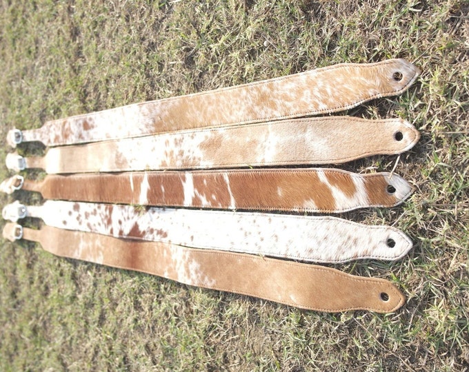 Western-inspired Cowhide Guitar Strap - Add a Touch of Rustic Charm to Your Instrument Handcrafted for Musicians Instrument Strap