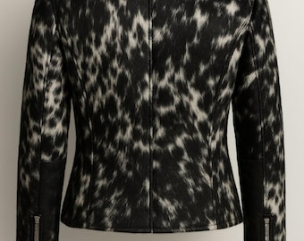 Handmade Hair-On Cowhide Leather Jacket: Western Biker Style