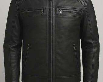 Classic Men’s Leather Jacket – Real Leather, Customized, Handmade & Durable Fashion Outerwear