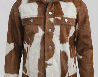 Custom Hair-on Hide Leather Jacket – Edgy Cowhide Outerwear