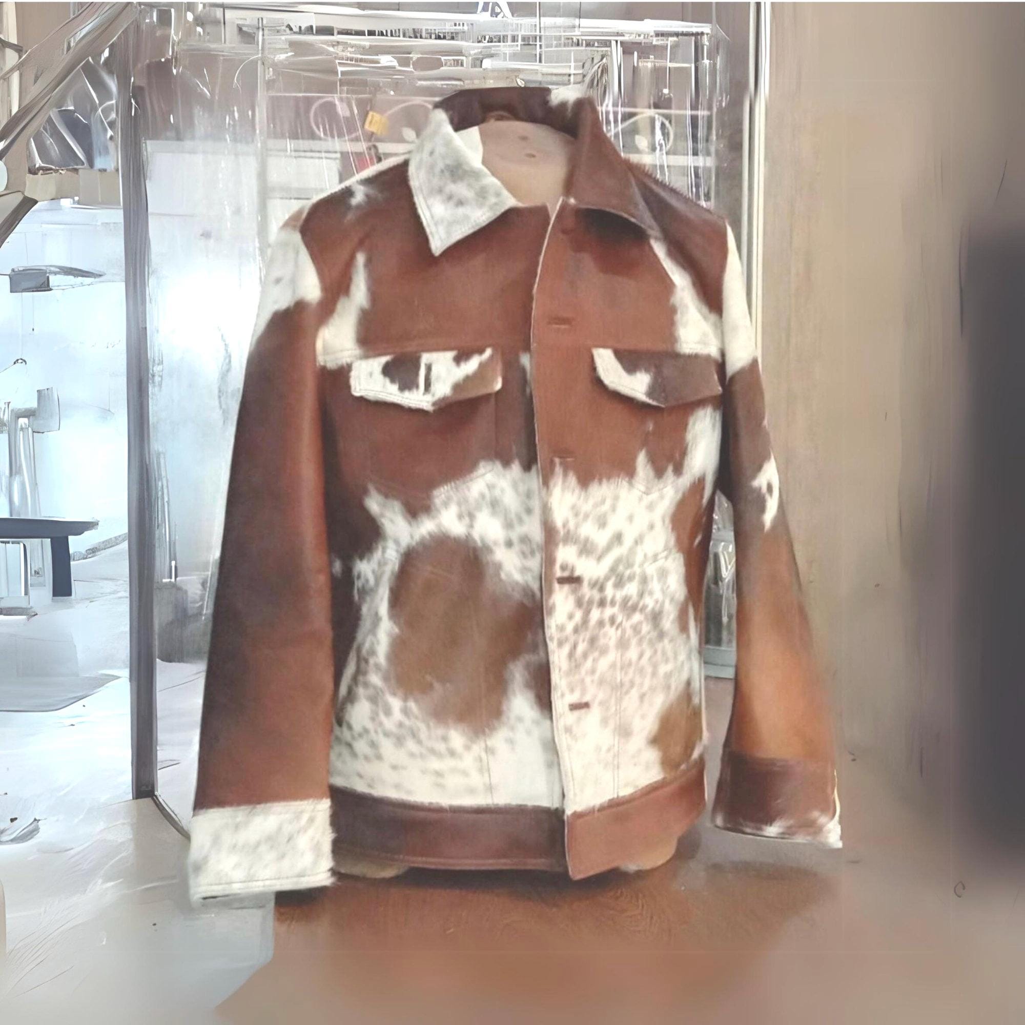 Customized Leather Jacket Men's and women's Hair on Hide Jacket - Edgy and Stylish Cowhide Outerwear