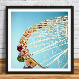 Ferris wheel, fine art photo print medium format France Grande Roue, blue sky, wall art