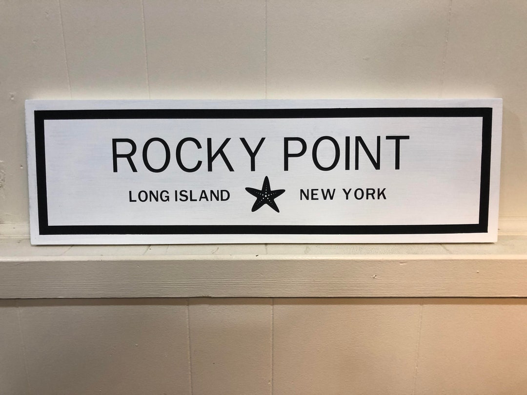 Rocky Point Wood Sign, Long Island, New York, Rustic Beach Decor Etsy